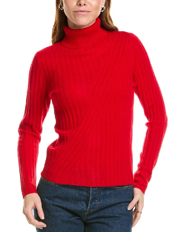 Unleash Your Style sofiacashmere Directional Rib Turtleneck Cashmere Sweater