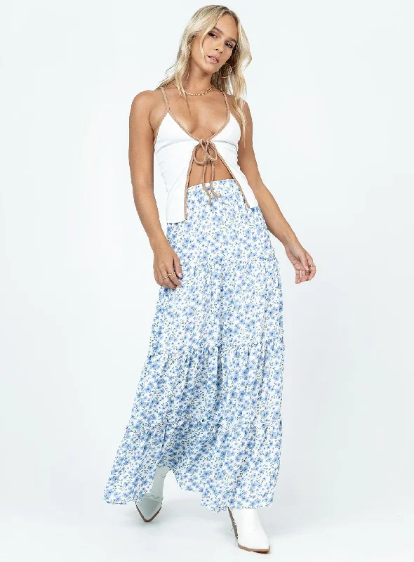 Wardrobe Refresh Miriah Maxi Skirt Blue Floral