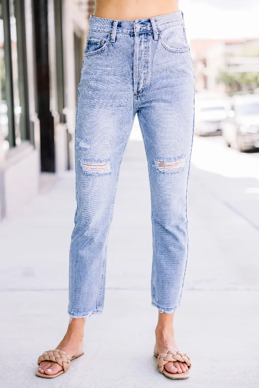 Effortless Style Share Your Story Medium Wash Distressed Mom Jeans