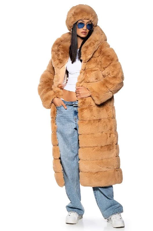 Eco Friendly Fashion Sale AZALEA WANG FAUX FUR PANEL HOODED TRENCH