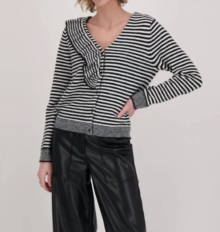 Top Brand Discounts Striped Cardigan In Black And White