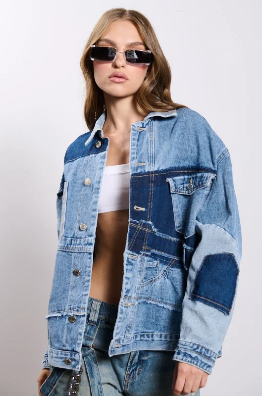 Top Deals SCATTERED PATCHWORK OVERSIZED DENIM