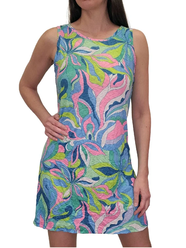 Trendy Women's Collection Crushed Pucci Sleeveless Dress w/ Rhinestones