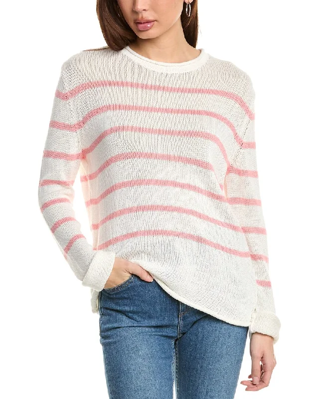 End Of Season Clearance Hannah Rose Striped Cashmere-Blend Sweater