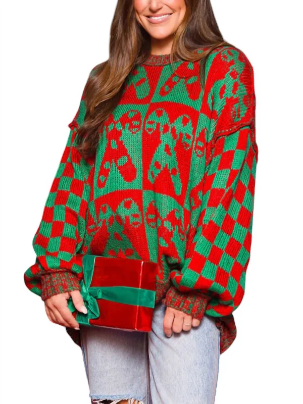 Style Without Limits Candy Cane Charm Oversized Sweater In Green