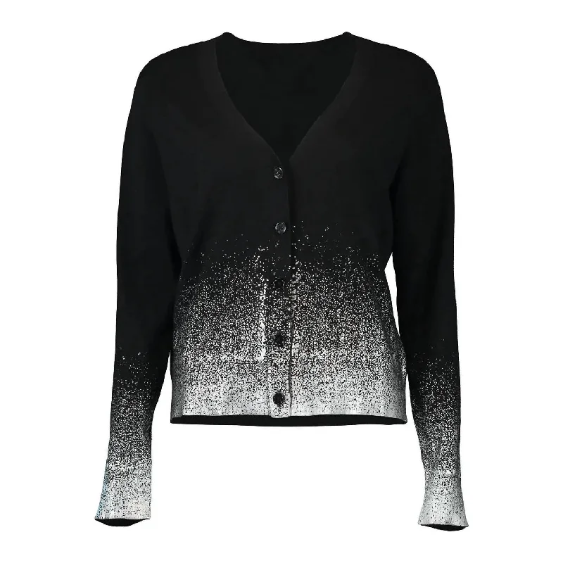 Athleisure Wear Special Offer Women's Gradient Metallic Cardigan In Black/platinum