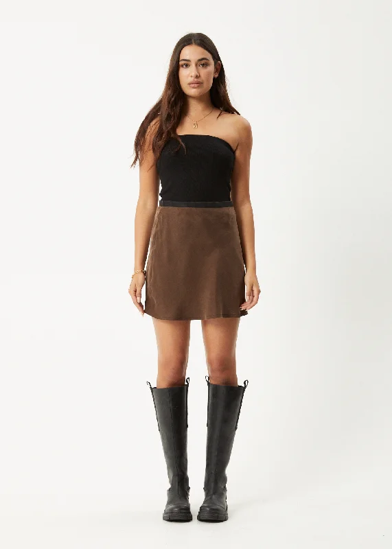 Best Deals Of The Season AFENDS Womens Gemma - Cupro Mini Skirt - Coffee