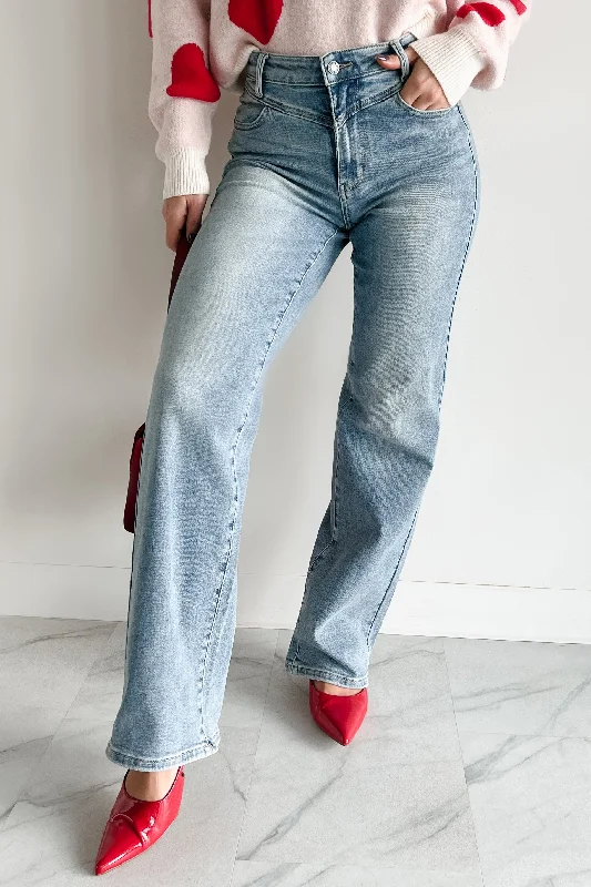 Fashion Sale Benjamin Judy Blue High Waist Wide Leg Jeans (Medium)