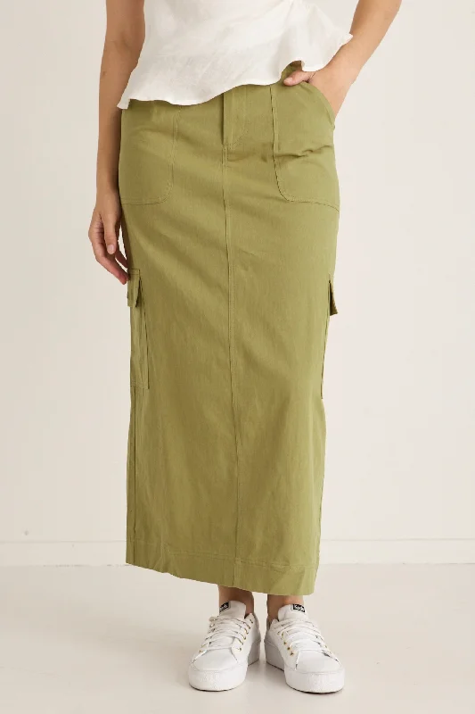 Holiday Glam Frank Moss Cotton Utility Midi Skirt