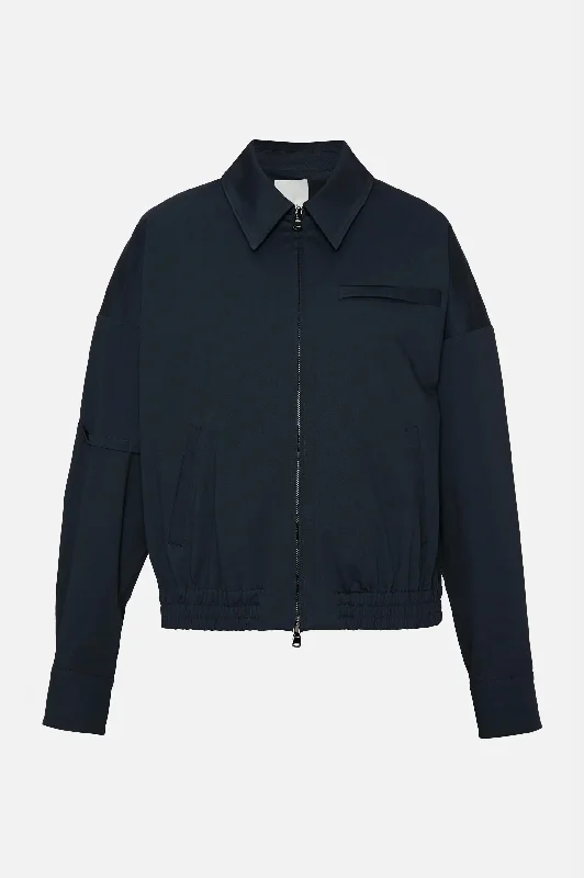 Budget Friendly Oliver Cotton Stretch Tricotine Bomber in Slate Blue