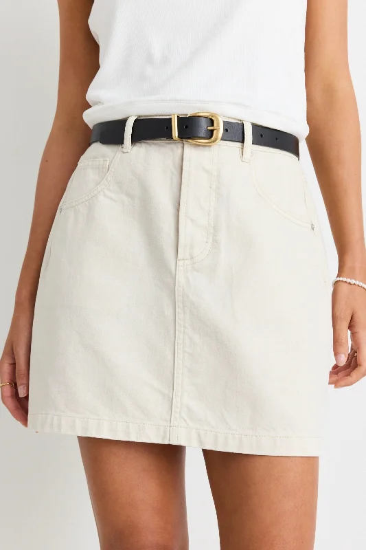 Special Occasion Wear Sunny Soft Ivory Mini Denim Skirt