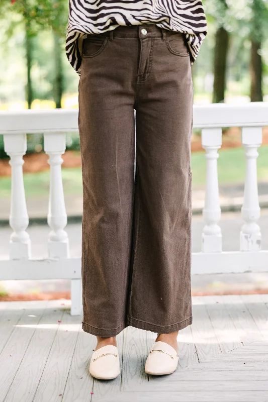 Comfortable Chic Match The Energy Brown Wide Leg Jeans