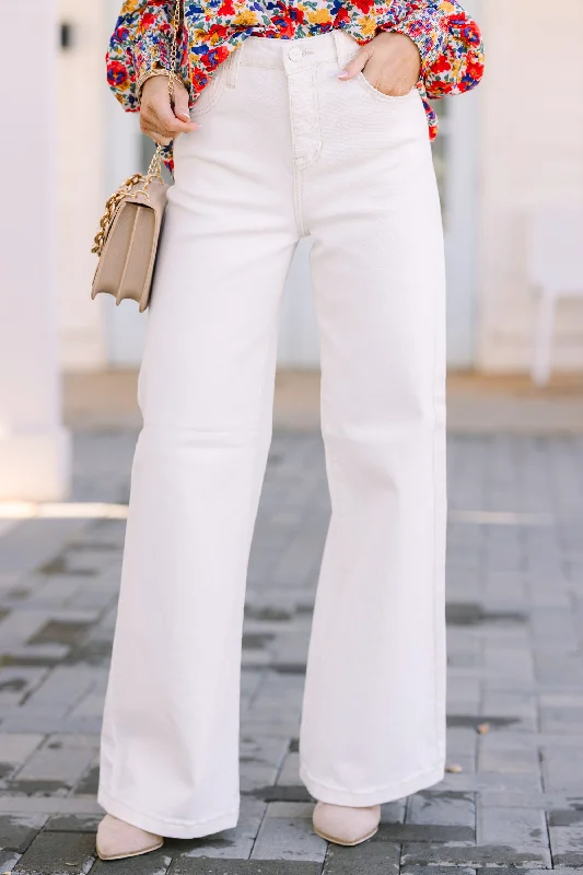 Limited Time Flash Sale Risen Jeans: Above And Beyond White Wide Leg Jeans