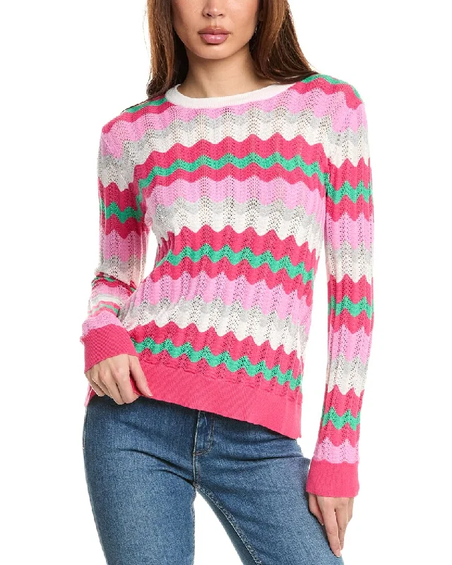 Comfort Centric Apparel Hannah Rose Zig Zag Pattern Cashmere-Blend Sweater