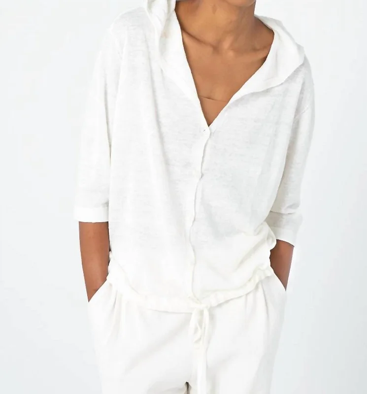 Exclusive Deals Online Drawstring Hooded Cardigan In White