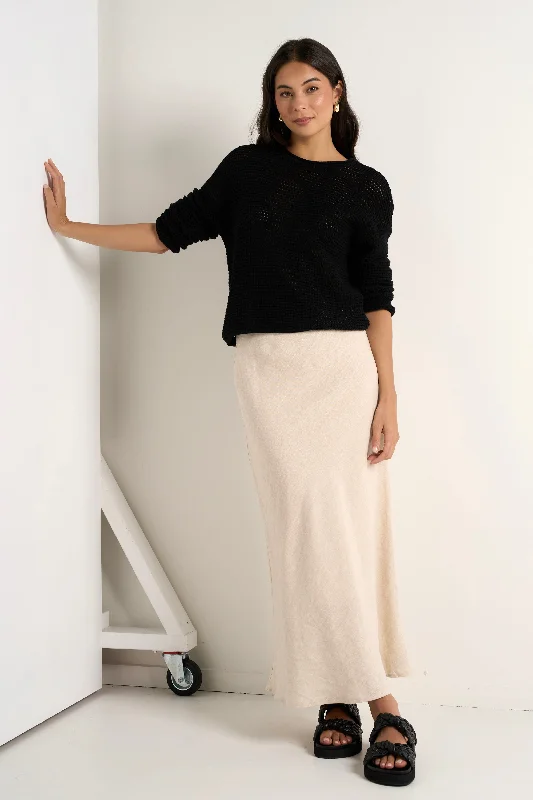 Chic Trends For The Fashion Savvy Bliss Natural Linen Bias Midi Skirt