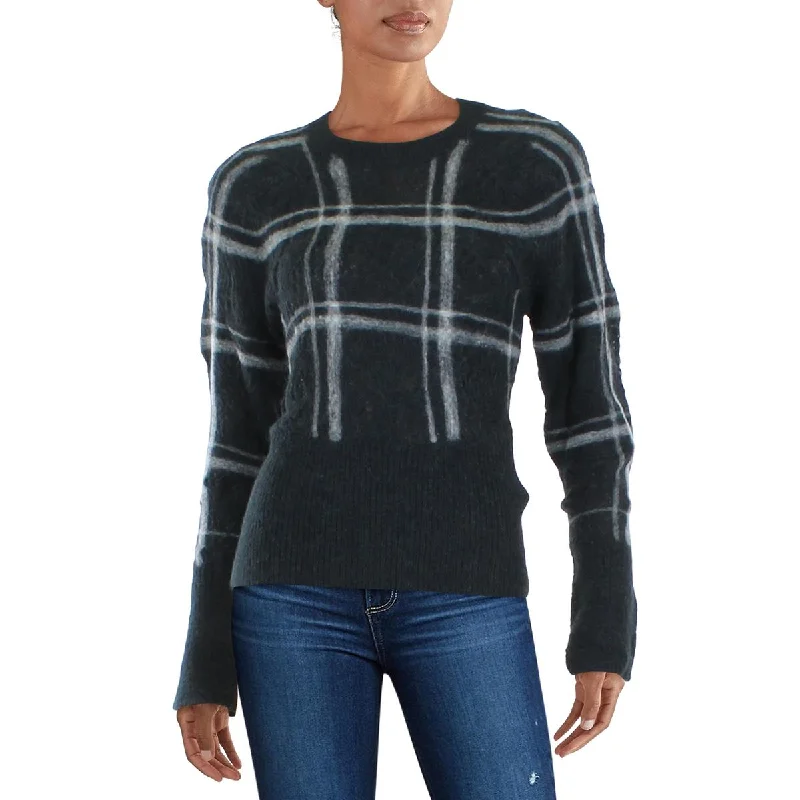 Stylish Statements Womens Ribbed Trim  Wool Crewneck Sweater