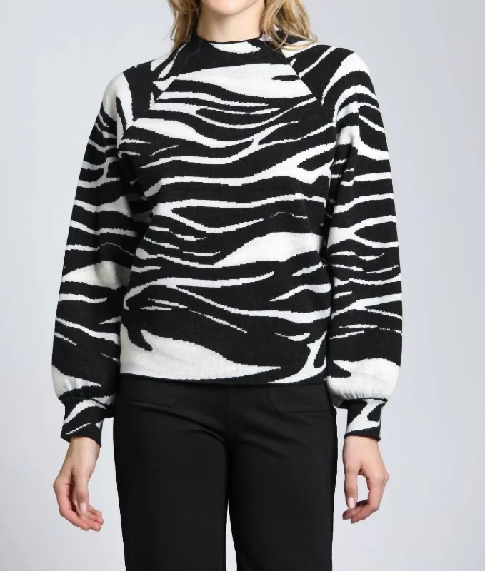 Fashionista Favorites Zebra Print Sweater In Black/white