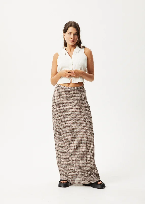 Trend Driven Wardrobe AFENDS Womens Base - Seersucker Check Skirt - Coffee Check