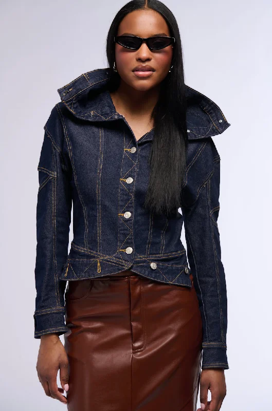 The Latest Fashion Trends RAW DENIM COLLARED JACKET