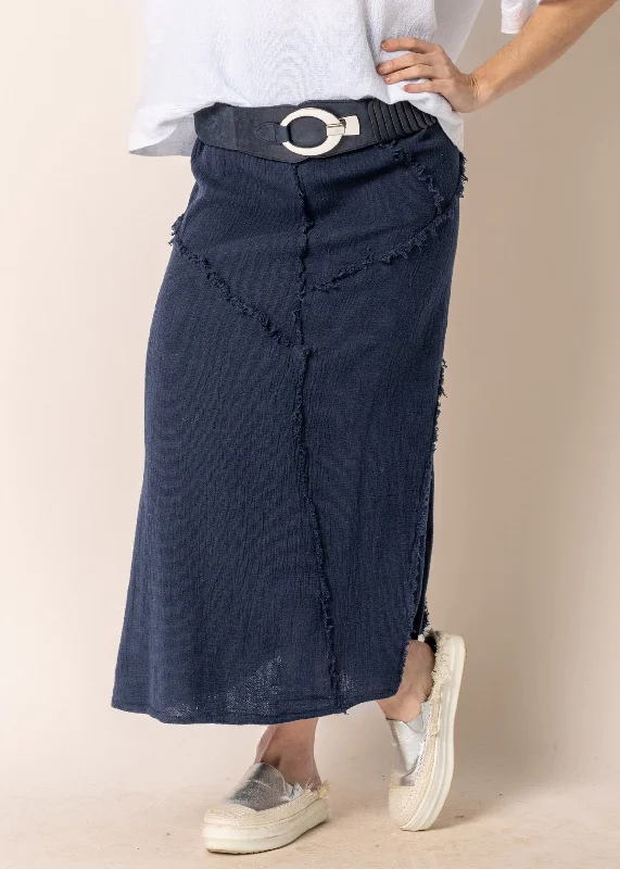 Redefining Women's Fashion Skyla Linen Skirt in Navy