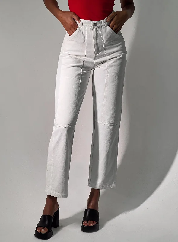 Runway Inspired Wear Dropouts Cargo Jeans White