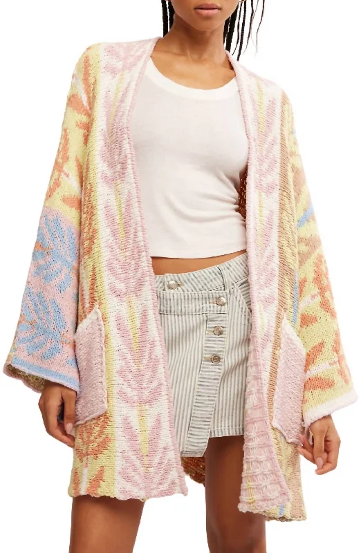 Style Versatile Women's Collection Mallorca Oversize Open Front Cardigan In Spring Breeze Combo