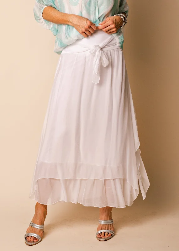 Vintage Style Clothing Sale Nala Silk Skirt in White