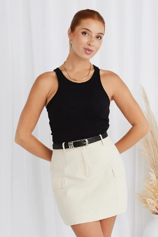 Limited Styles Idyllic Ivory Cotton Utility Mini Skirt