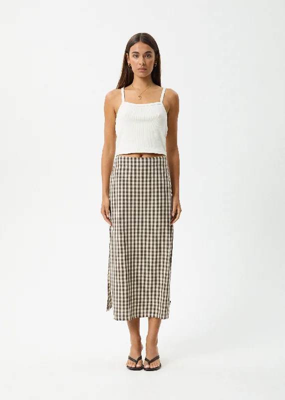 Chic Style AFENDS Womens Gambet Check - Midi Skirt - Black / Sand