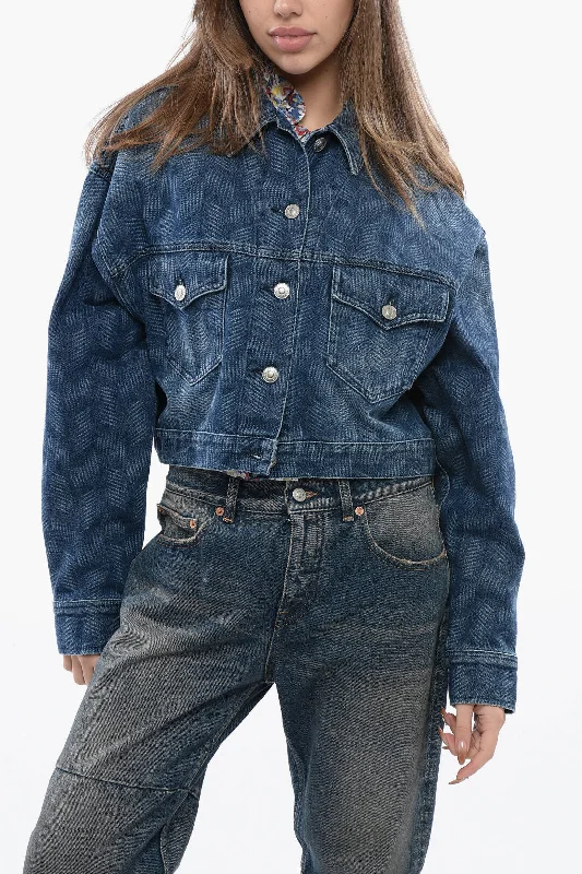 Huge Markdowns Isabel Marant Etoile Denims Cropped Jacket With Delavé Motif