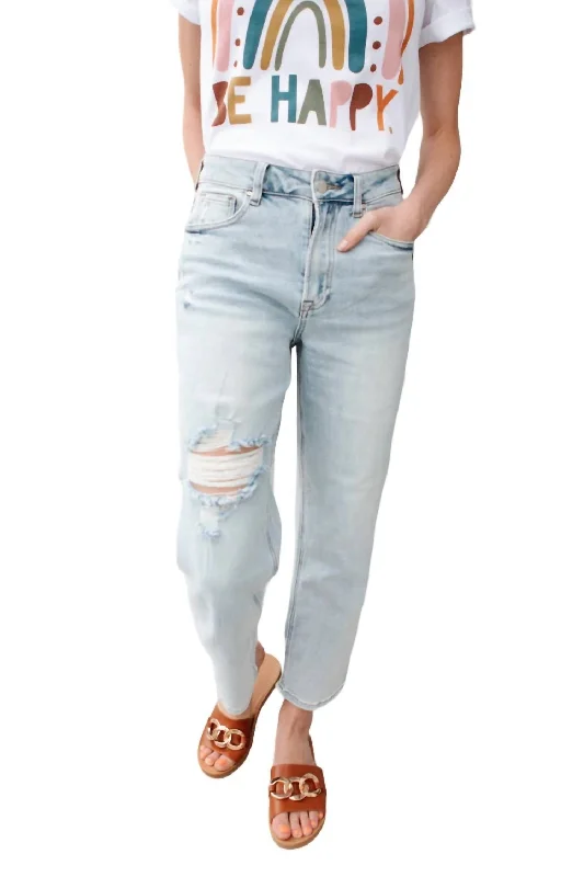 Trendy Street Style Attire New Me Distressed Jeans In Light Wash