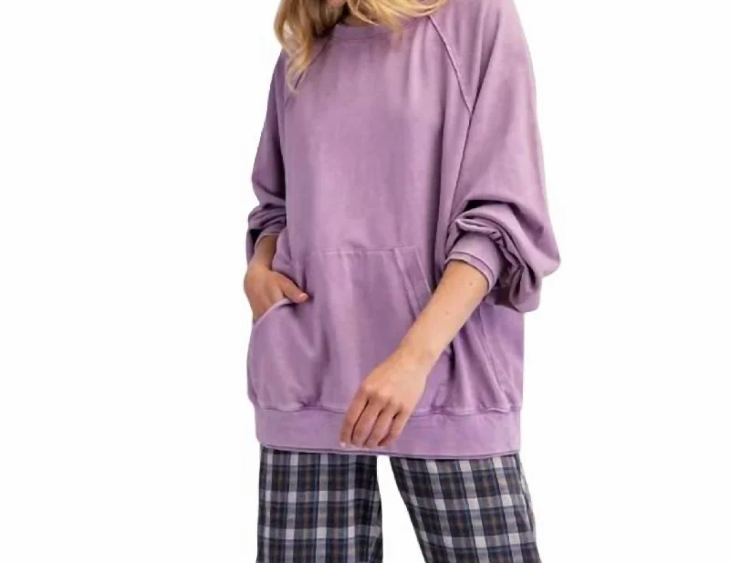 Discount Extravaganza Kangaroo Pocket Terry Pullover In Lavender