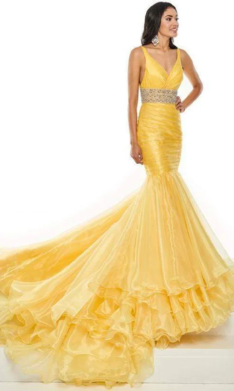 Fashion Forward Rachel Allan - 5108SC Sleeveless Pleated Extravagant Mermaid Gown