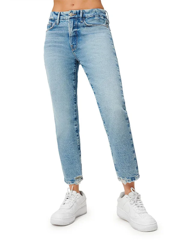 Chic Trends Unveiled Womens Distressed High Rise Cropped Jeans