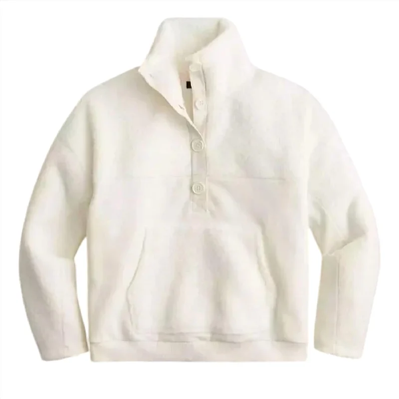 Style Without Limits Teddy Sherpa Button-Front Sweatshirt In Ivory White