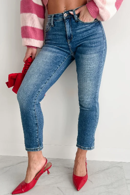 Chic & Cozy Collection Ashley Mid Rise Tummy Control Special A Slim Boyfriend Jeans (Dark)