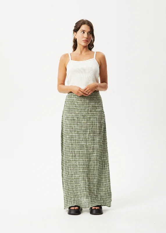 Runway Inspired Wear AFENDS Womens Base - Seersucker Check Skirt - Deep Green Check