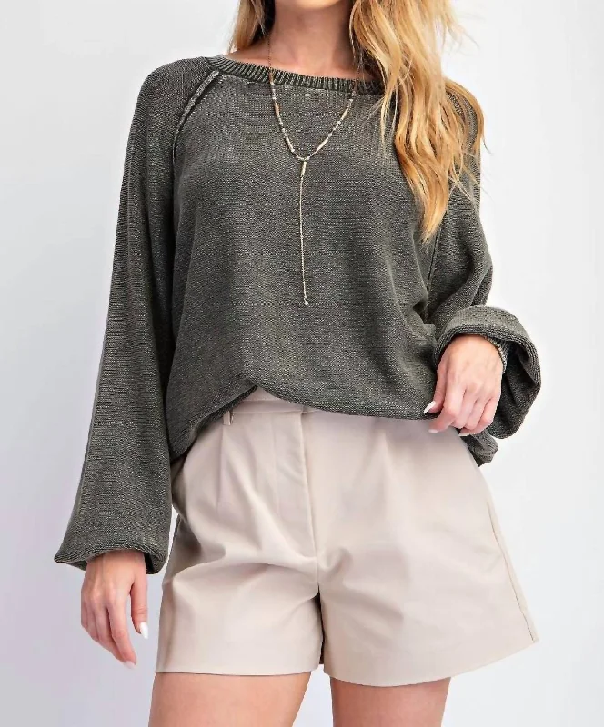 Fashion Essentials Mineral Washed Sweater In Black