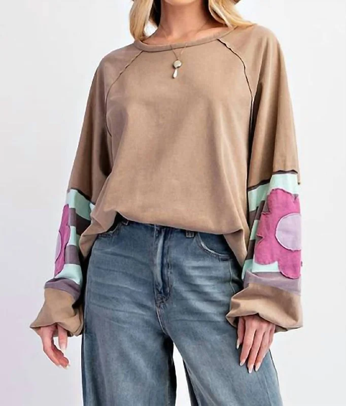 Exclusive Sale Floral Patchwork Sweatshirt In Dune