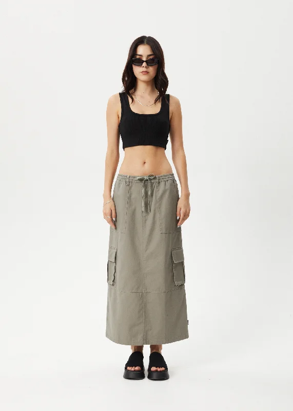 Stupidly Low Prices AFENDS Womens Tasman - Cargo Maxi Skirt - Grey Olive