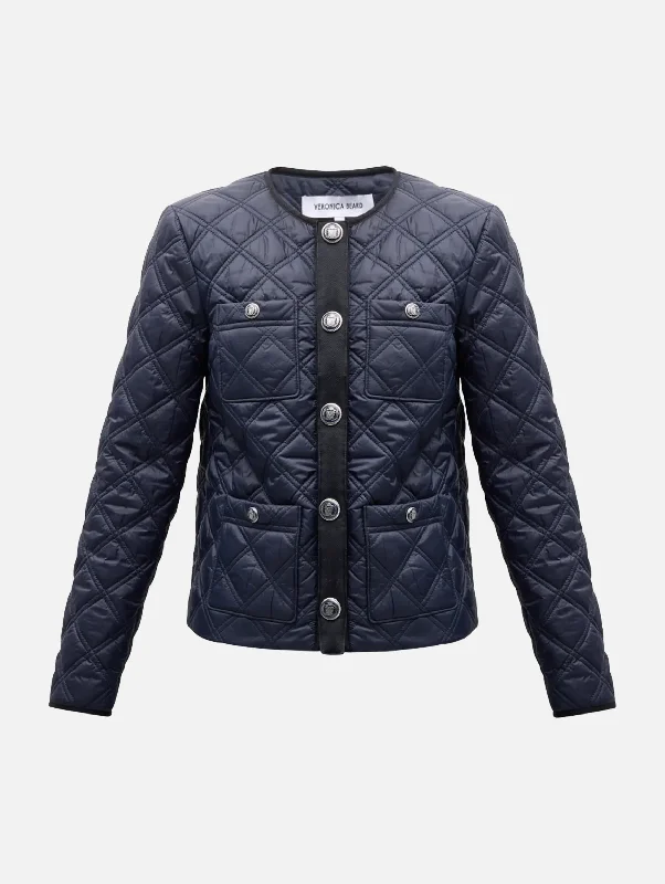 Nordic Minimalist Home Look Shalia Quilted Jacket in Navy