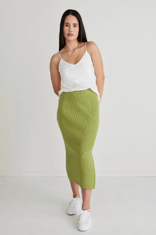 Exclusive Discount Possibility Green Rib Knit Skirt