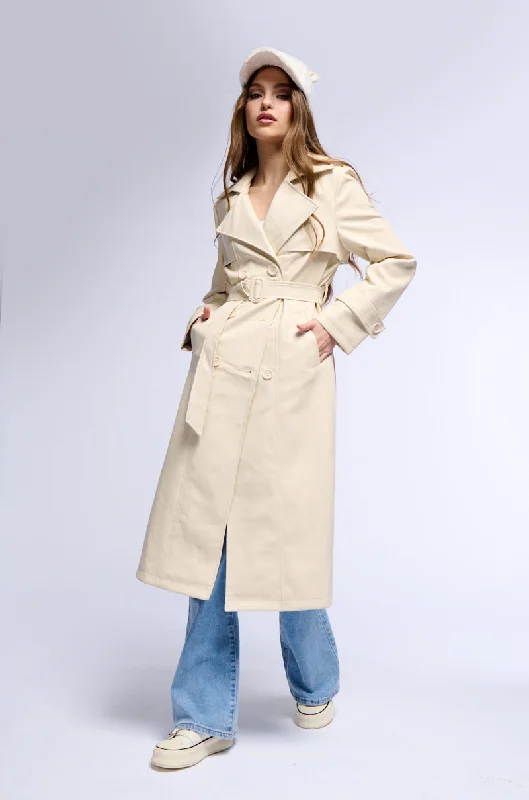 Trendy Threads SANDO TAN PU TRENCH COAT