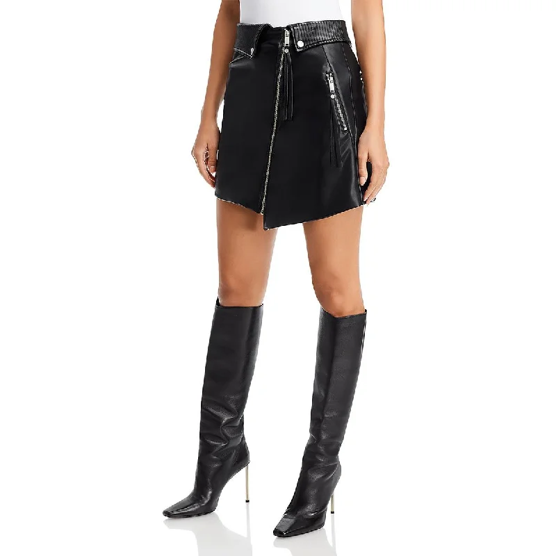 Day-To-Night Styles Womens Faux Leather Envelope Front Mini Skirt