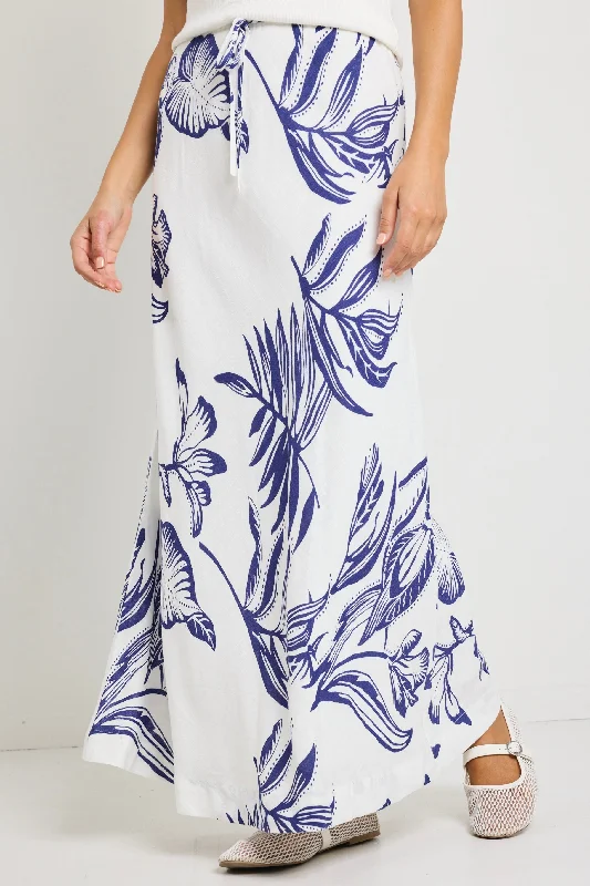 Cool Prices Departure Navy Silhouette Tie Waist Bias Maxi Skirt