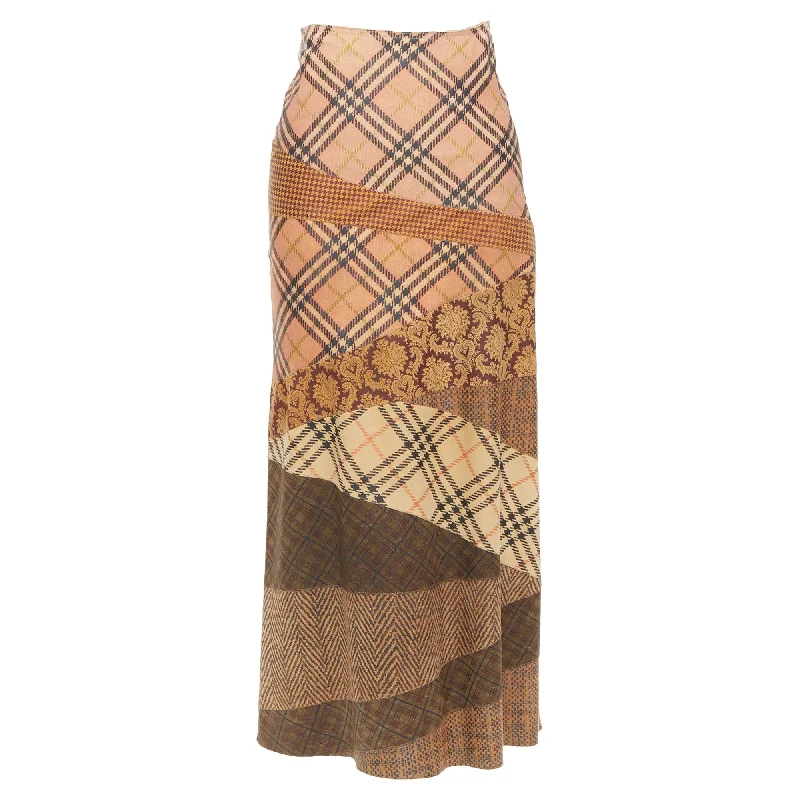 Today Only Roberto Cavalli Mixed Fabric Printed Leather Patchwork Skirt