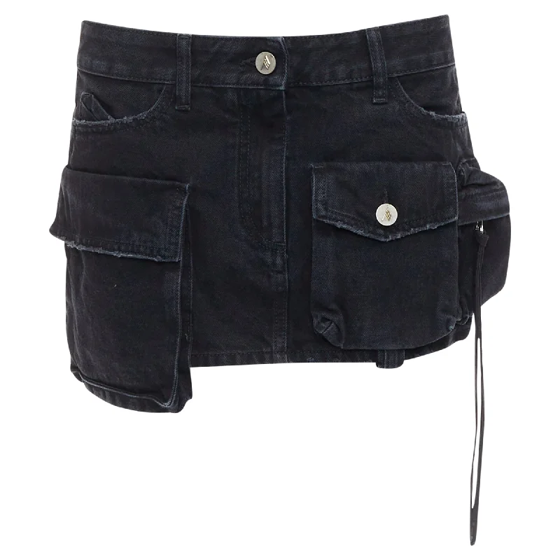 Shop Sales The Attico fay denim pocketed cargo mini skirt