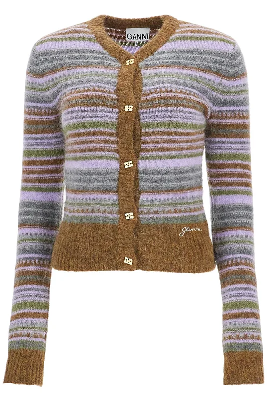 Spring Fling Sale Ganni Women's Soft Striped Cardigan With Fluffy