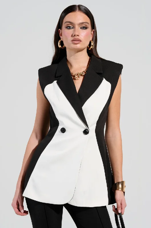 Massive Savings LABOR OF LOVE COLOR BLOCK BLAZER VEST